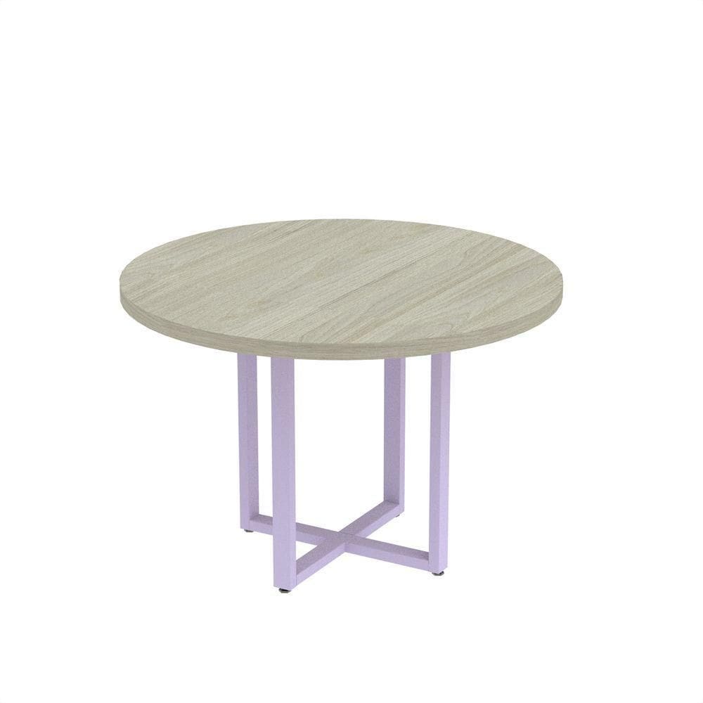 Mesa Reunião Redonda 1100pe40tub Castanheira Natural-lilas