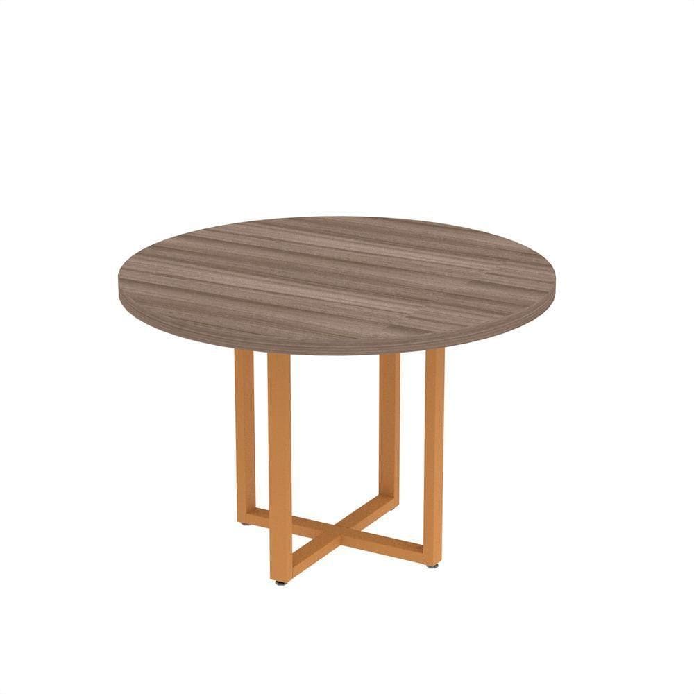Mesa Reunião Redonda 1100pe40tub Walnut-laranja Picasso