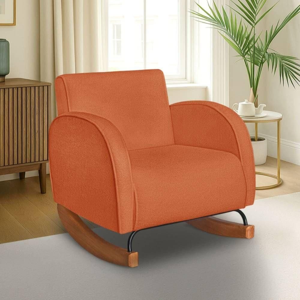 Poltrona Com Base Balanço Em Tecido Bouclé Cindy – Lucadi Terracota