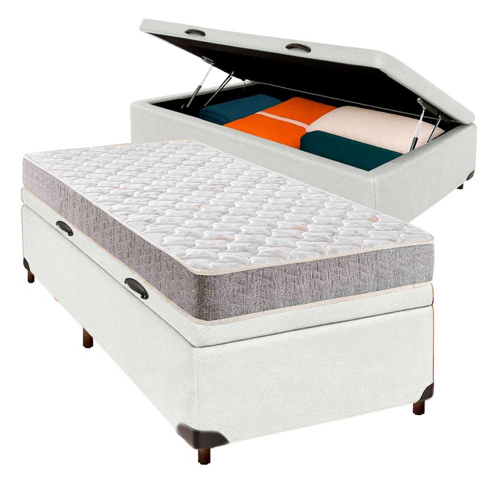 Cama Box Bau Blindado Solteiro + Colchão D23 Inducol