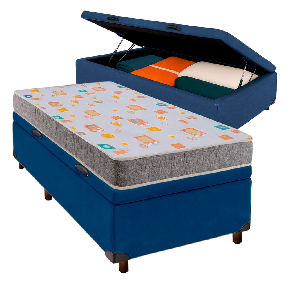 Cama Box Bau Blindado Solteiro + Colchão D20 Inducol