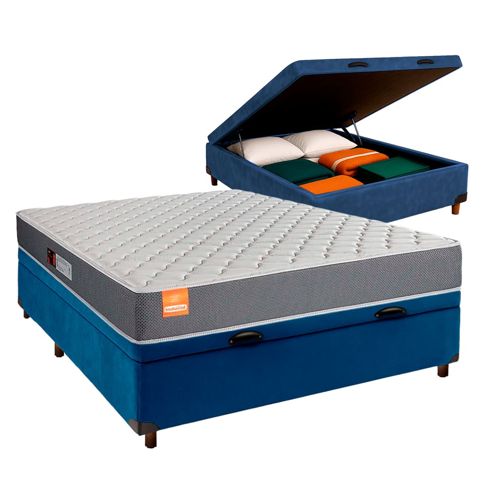 Cama Box Bau Blindado Viuvo + Colchão D23 Pro Inducol