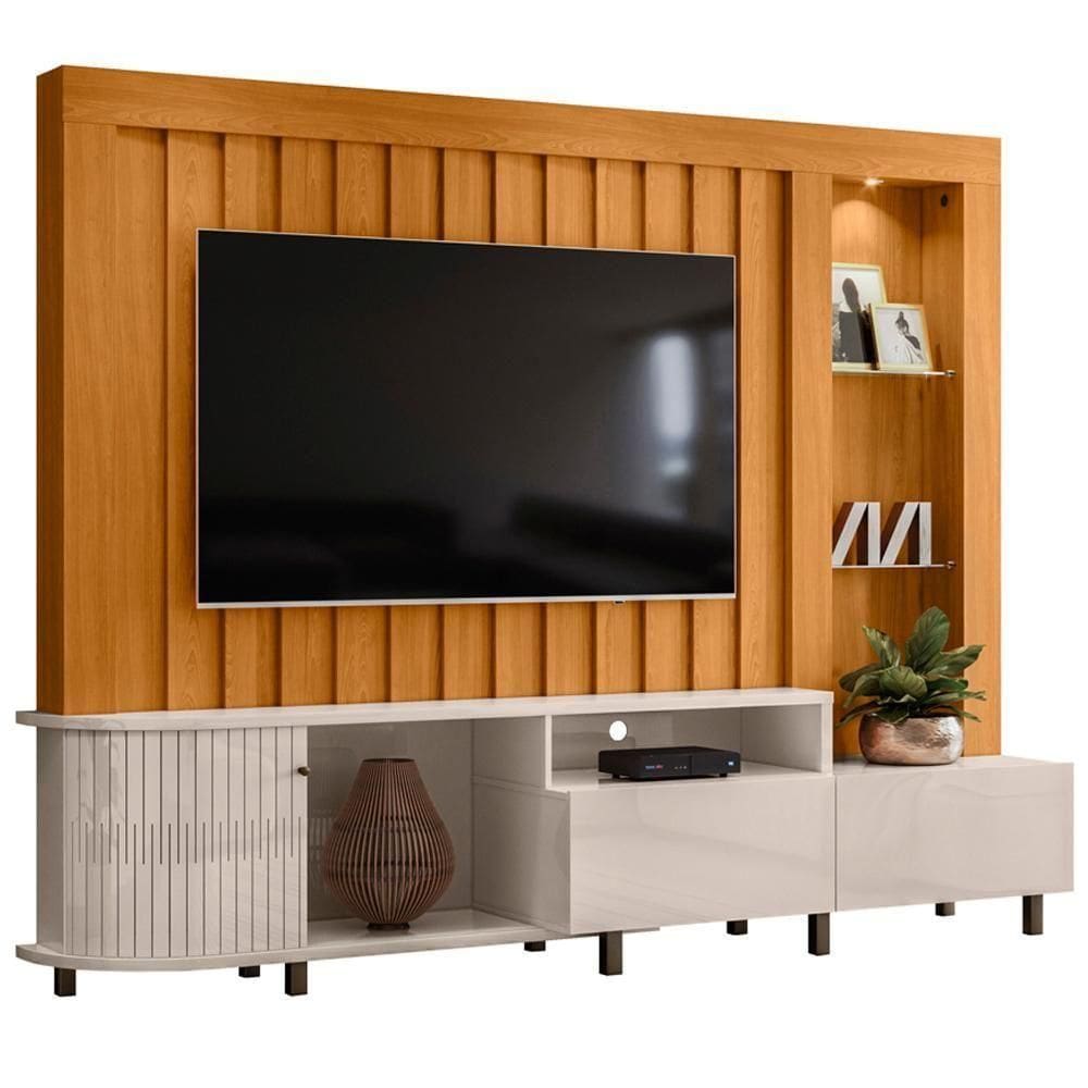 Estante Home Tv 70 Polegadas 243 Cm Le Mans Madetec Cinamomo Off White