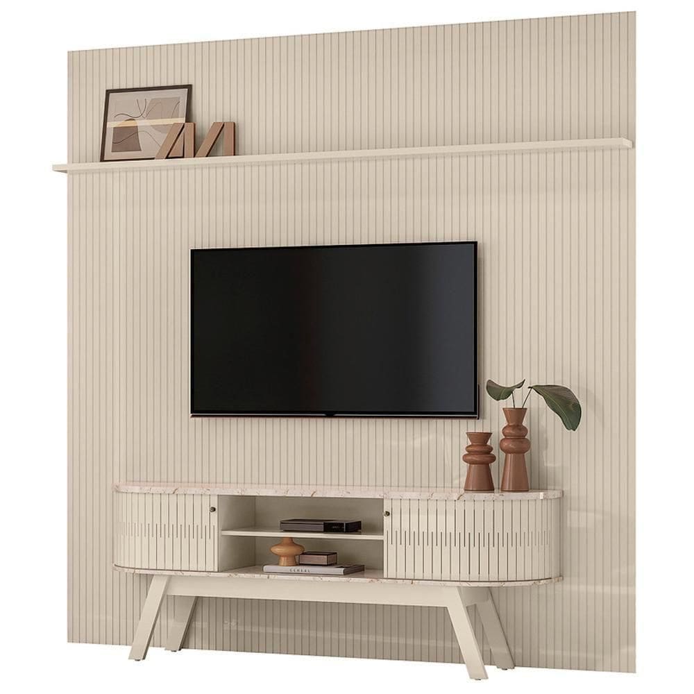 Painel Bancada Tv 75” Laguna Madetec Calacata Off White