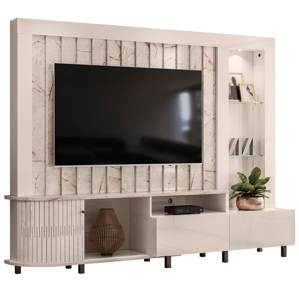 Estante Home Tv 70 Polegadas 243 Cm Le Mans Madetec Calacata Off White
