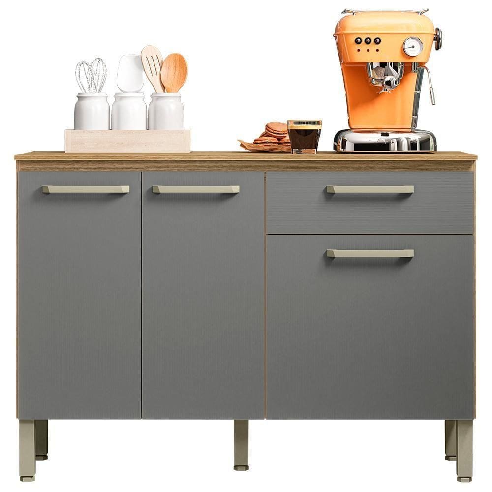 Balcao Com Tampo 120 Cm Versalhes Ktp Freijo Gris