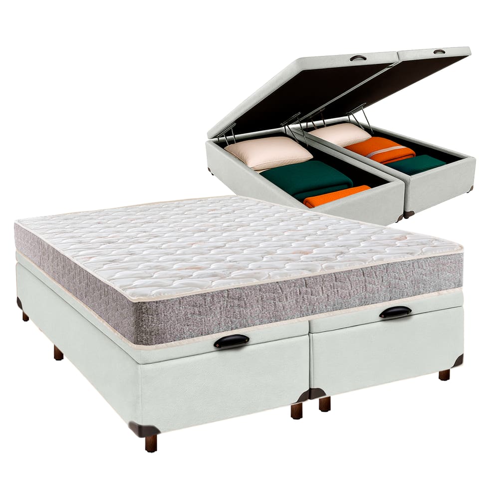 Cama Box Bau Blindado Casal + Colchão D23 Inducol