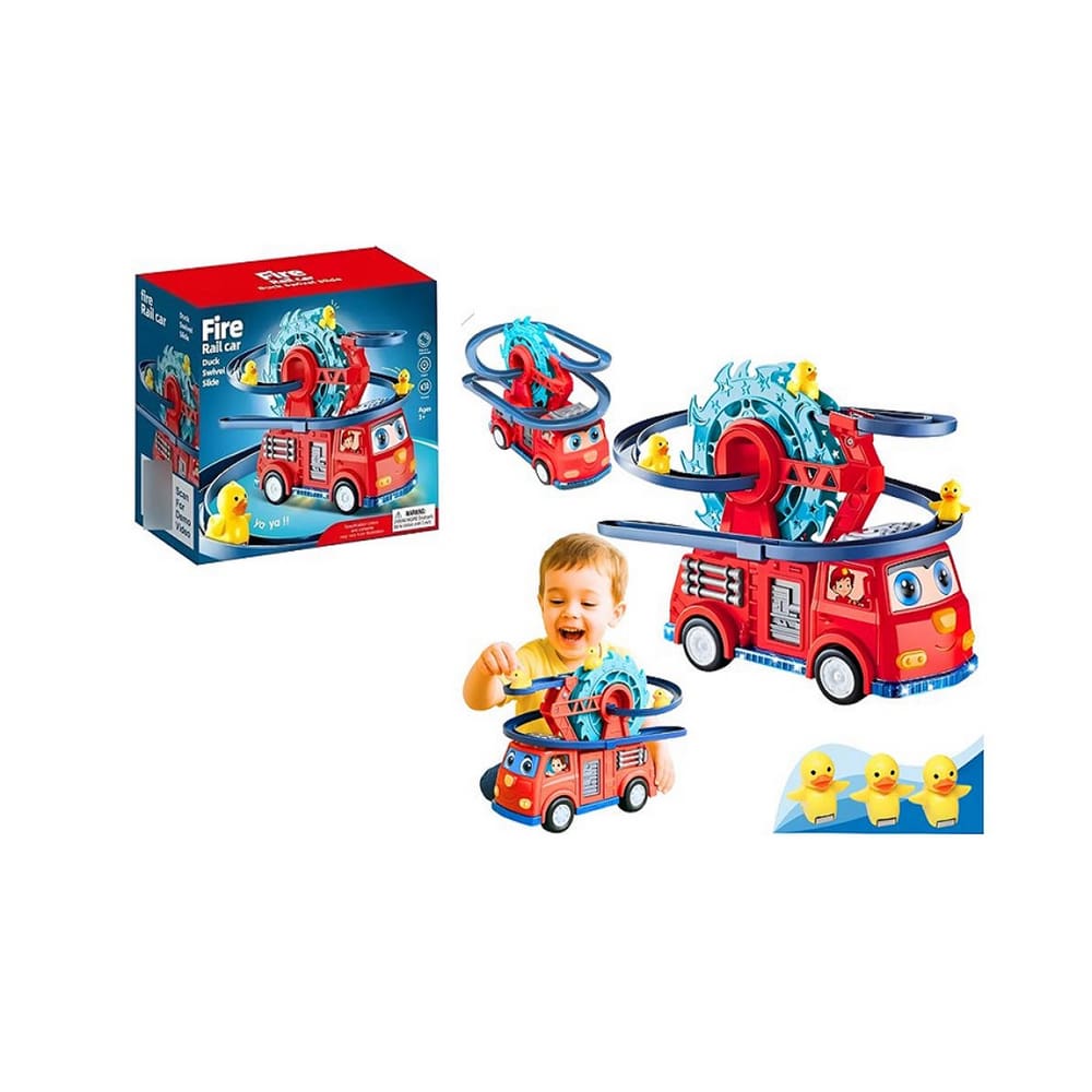 Carrinho Bombeiro Montanha Russa Patinho Led Som - Toy King