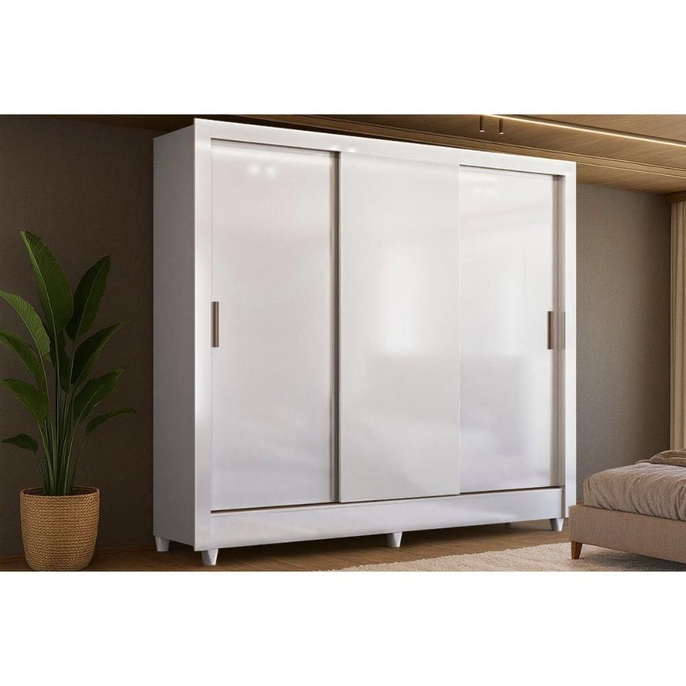 Guarda Roupa Casal Itália 3 Portas de Correr Branco Santos Andirá