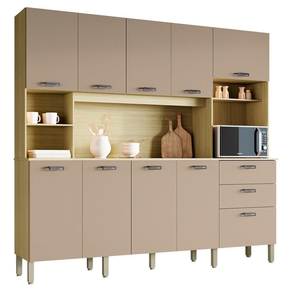 Cozinha 10 Portas 2 Gavetas  Intense Ktp Freijo Vanilla