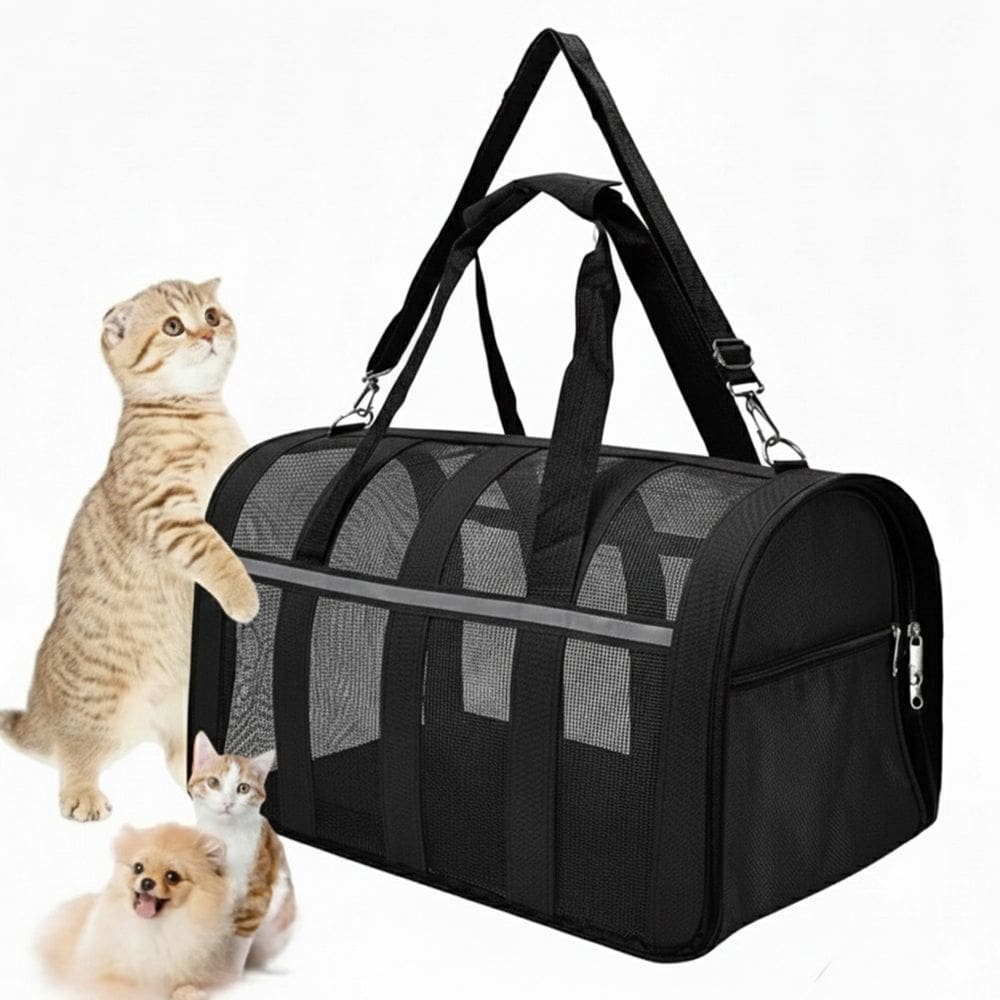 Bolsa transporte Pet Gato Cachorro Caes Animais Estimaçao Faixa Refletiva Passeio Vaigem Segurança Ar Livre Portatil