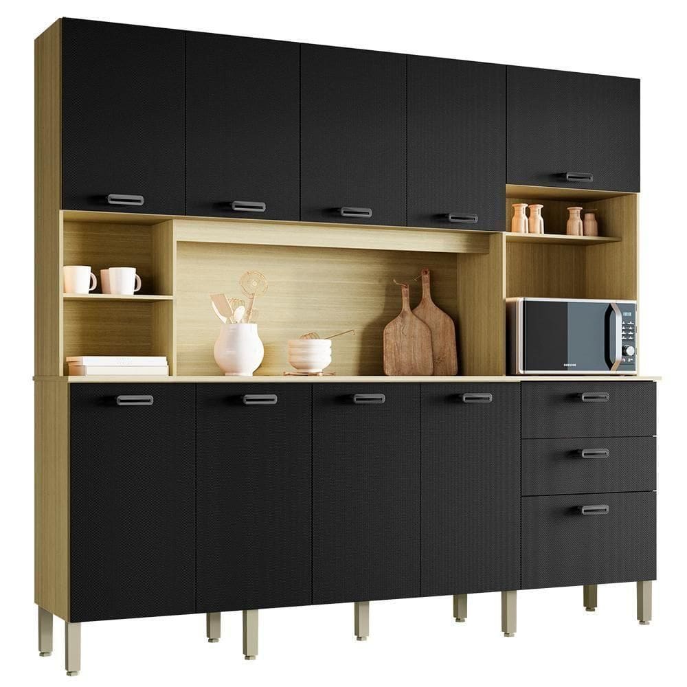 Cozinha Compacta 222 Cm Intense Ktp Freijo Nero