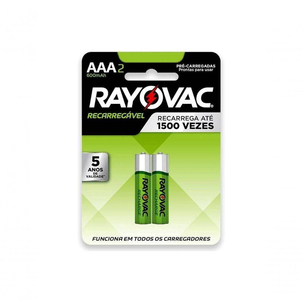 Pilha Recarregável Rayovac Aaa 600mah Com2