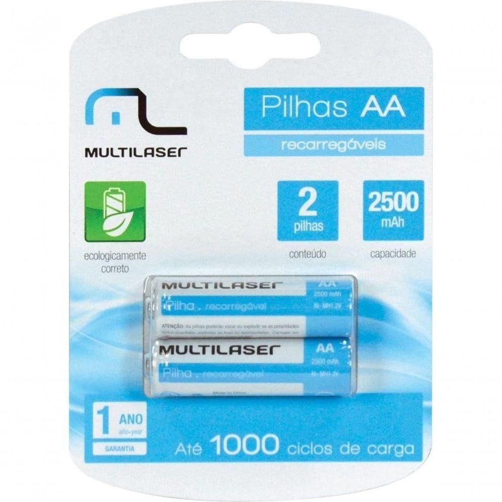 Pilha Recarregável Aa 2500mah C/ 2