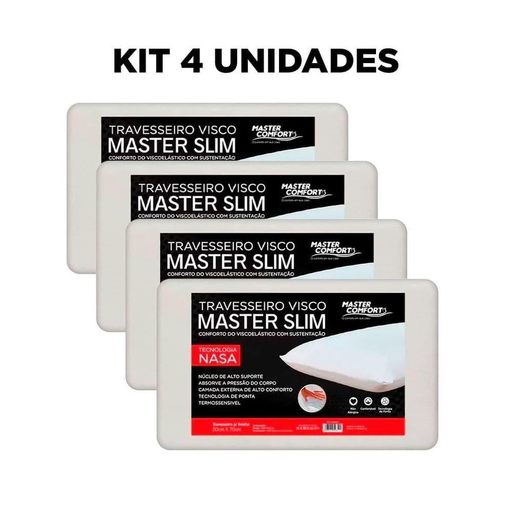 Kit 4 Travesseiro Master Confort Antialérgico E Toque Macio