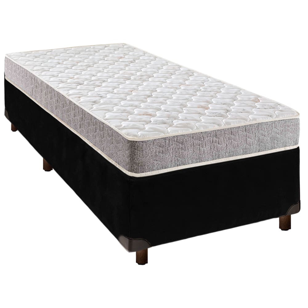 Cama + Box Preto e Colchão D23 Solteiro - D23 Inducol