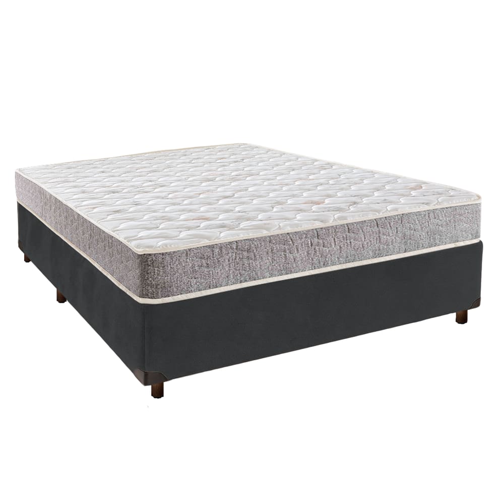 Cama + Box Cinza e Colchão D23 Casal - D23 Inducol