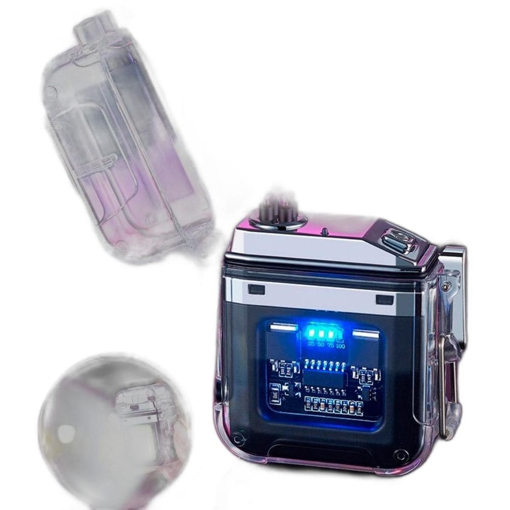 Super Lanterna Isqueiro Plasma Transparente Usb