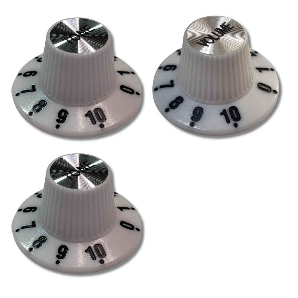 Kit 3 Knob White Guitarra Vintage 1 Volume 2 Tone Branco