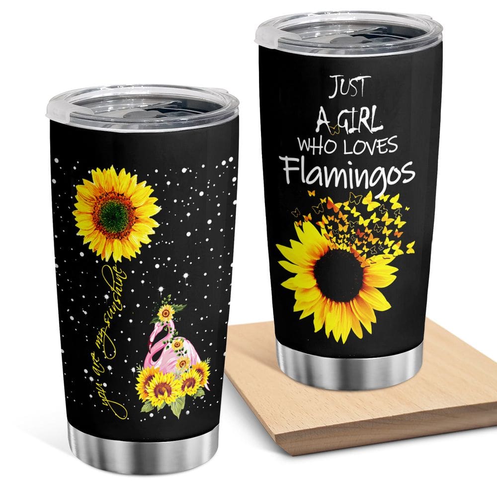 Copo de viagem Oasisdream 600ml com estampa flamingo de aço inoxidável