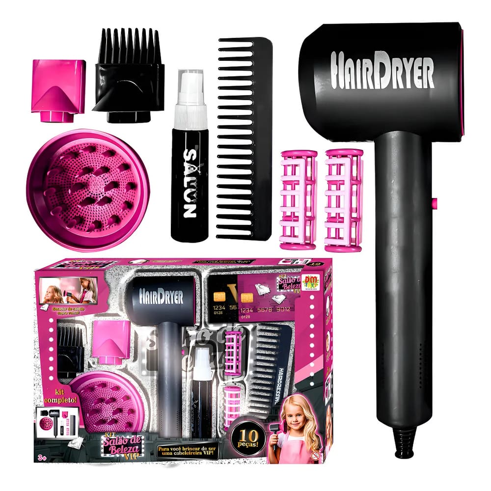Brinquedo Kit Salão De Beleza Vip 10 Peças - DmToys