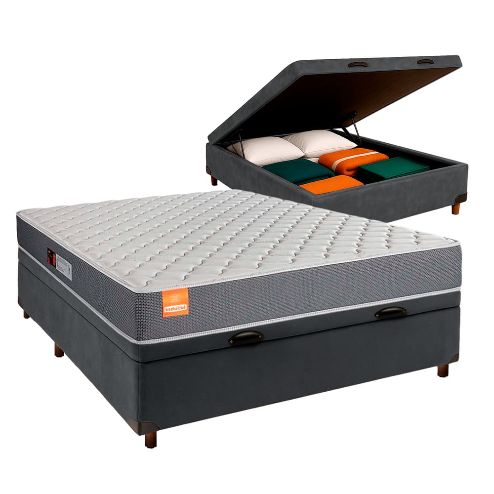 Cama Box Bau + Colchão Casal D23 Pro Inducol