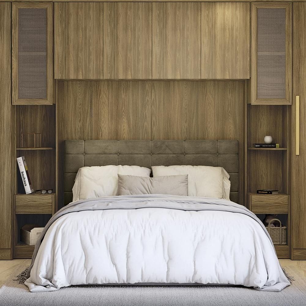 Cabeceira Estofada Kappersberg Adapt Veludo Bege 140cm