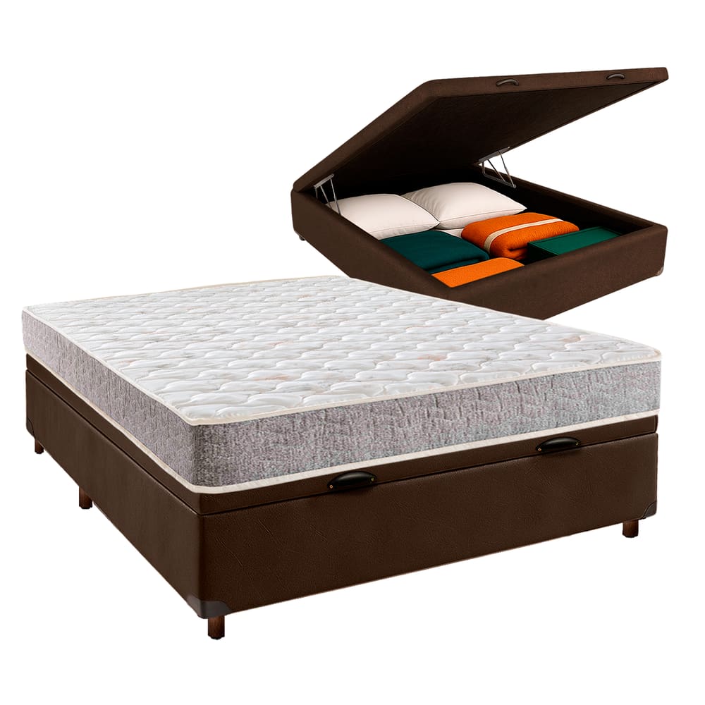 Cama Box Bau + Colchão Casal D33 Inducol