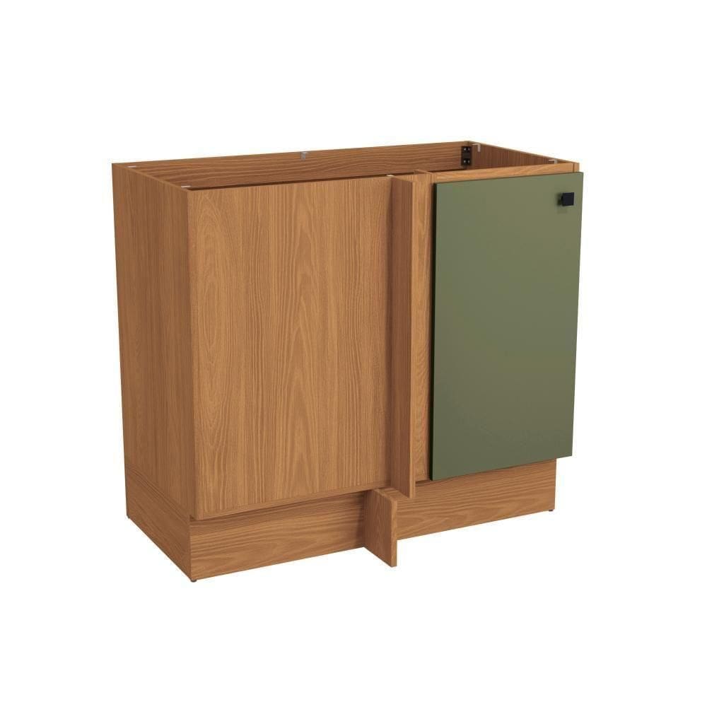 Balcão De Canto Reto Kappesberg Pixel 1 Porta Canela/verde Frevo 98cm