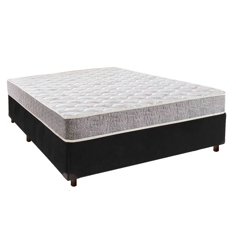 Cama Box Preto Casal + Colchão D23 Inducol