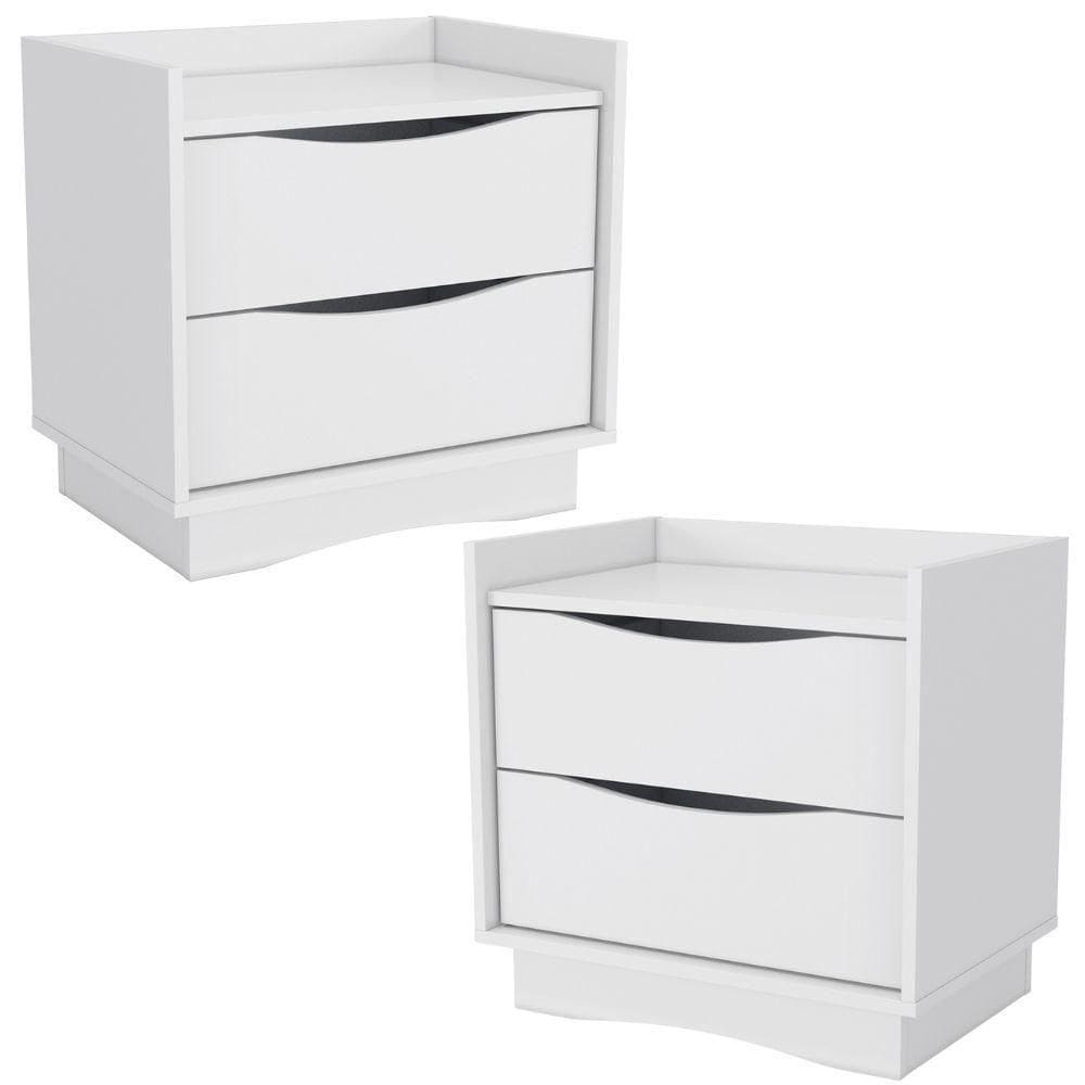 Kit 02 Mesas De Cabeceira 2 Gavetas 54 Cm M261 Kappesberg Branco