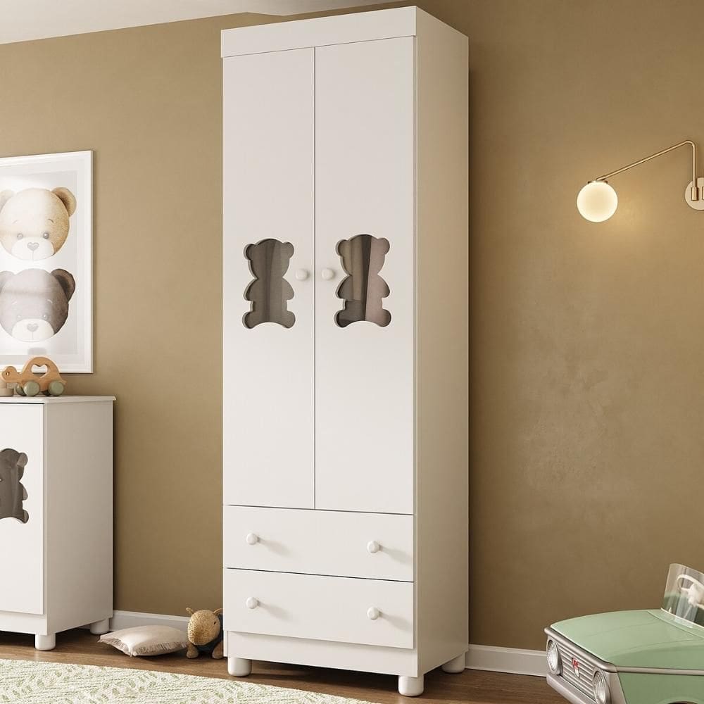 Guarda-roupa Infantil 62cm 2 Portas com Vidro e 2 Gavetas Fofura Multimóveis MP4481