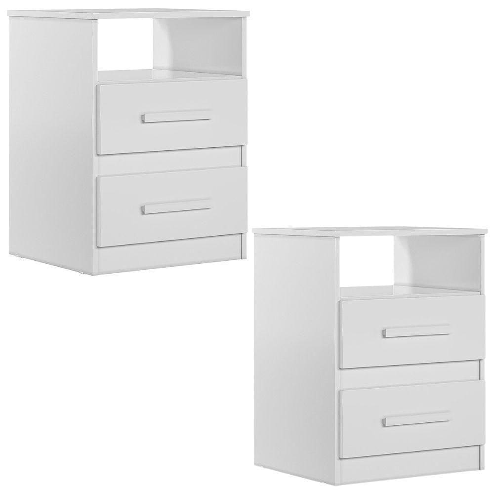 Kit 2 Mesas De Cabeceira Apolo 2 Gav 46cm Branco Moval