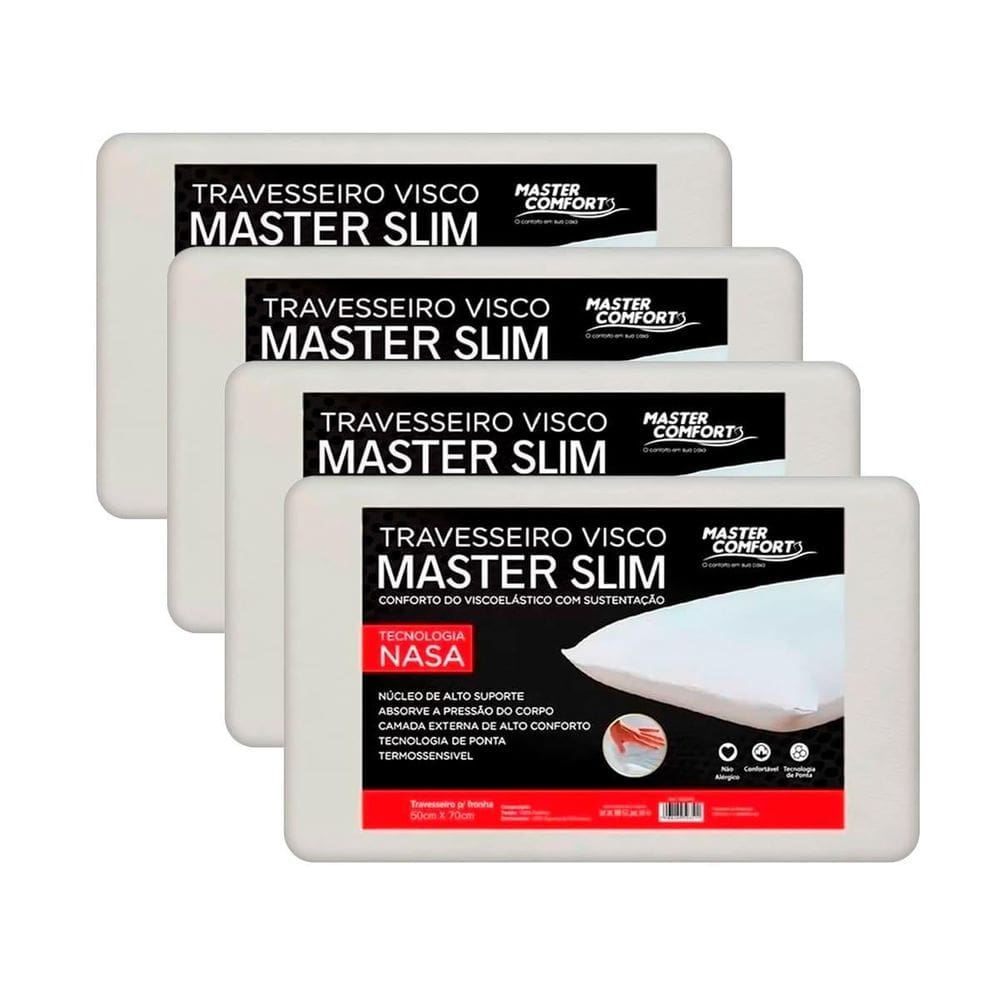 Kit 4 Travesseiro Master Confort Antialérgico E Macio