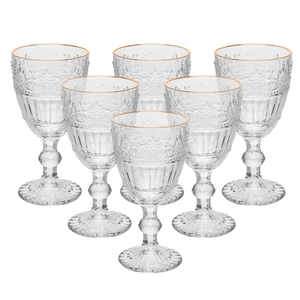 Conjunto 6 Taças de Cristal com Fio de Ouro 320ml Mauve Wolff