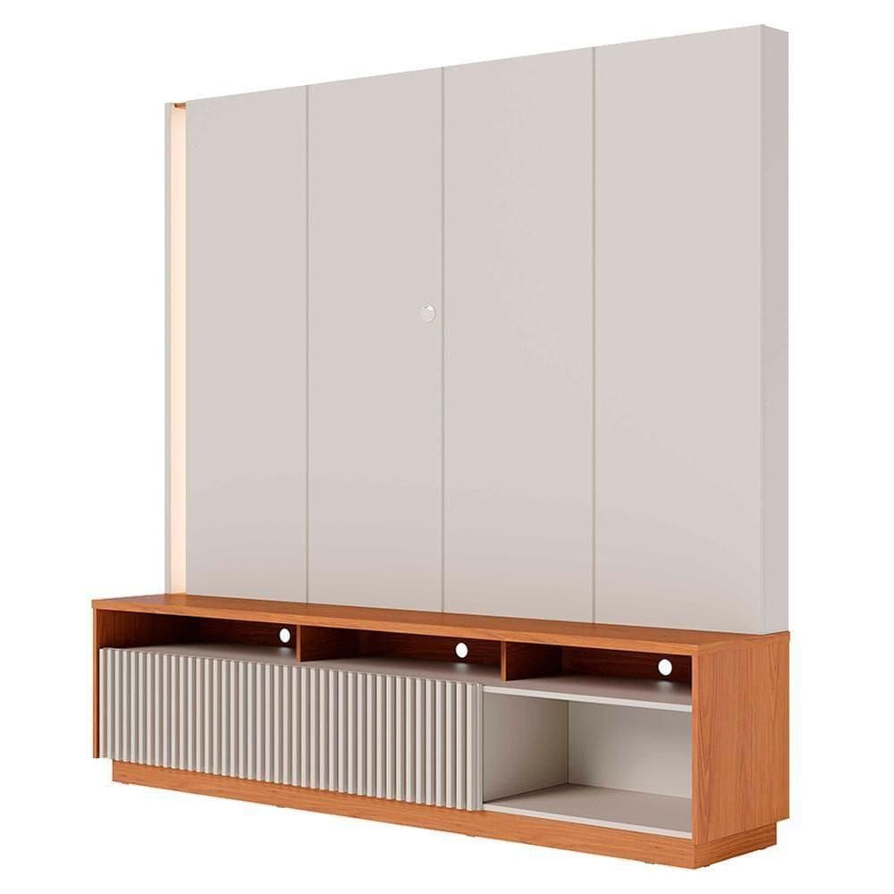Estante Home TV 75 Polegadas 200 Cm 2 Portas Jordao Colibri Off White Matte Freijo