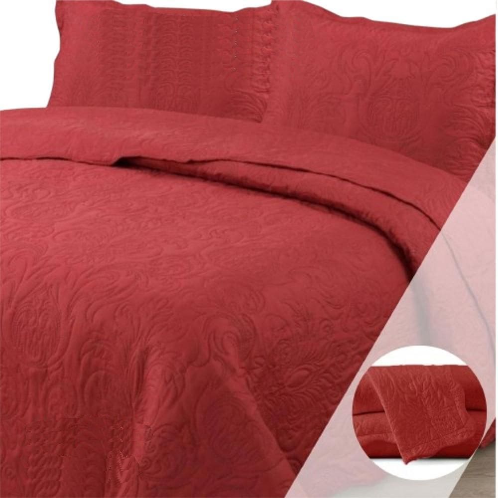 Colcha Casal Padrão Bella Dupla Face 03 Peças - Terracota