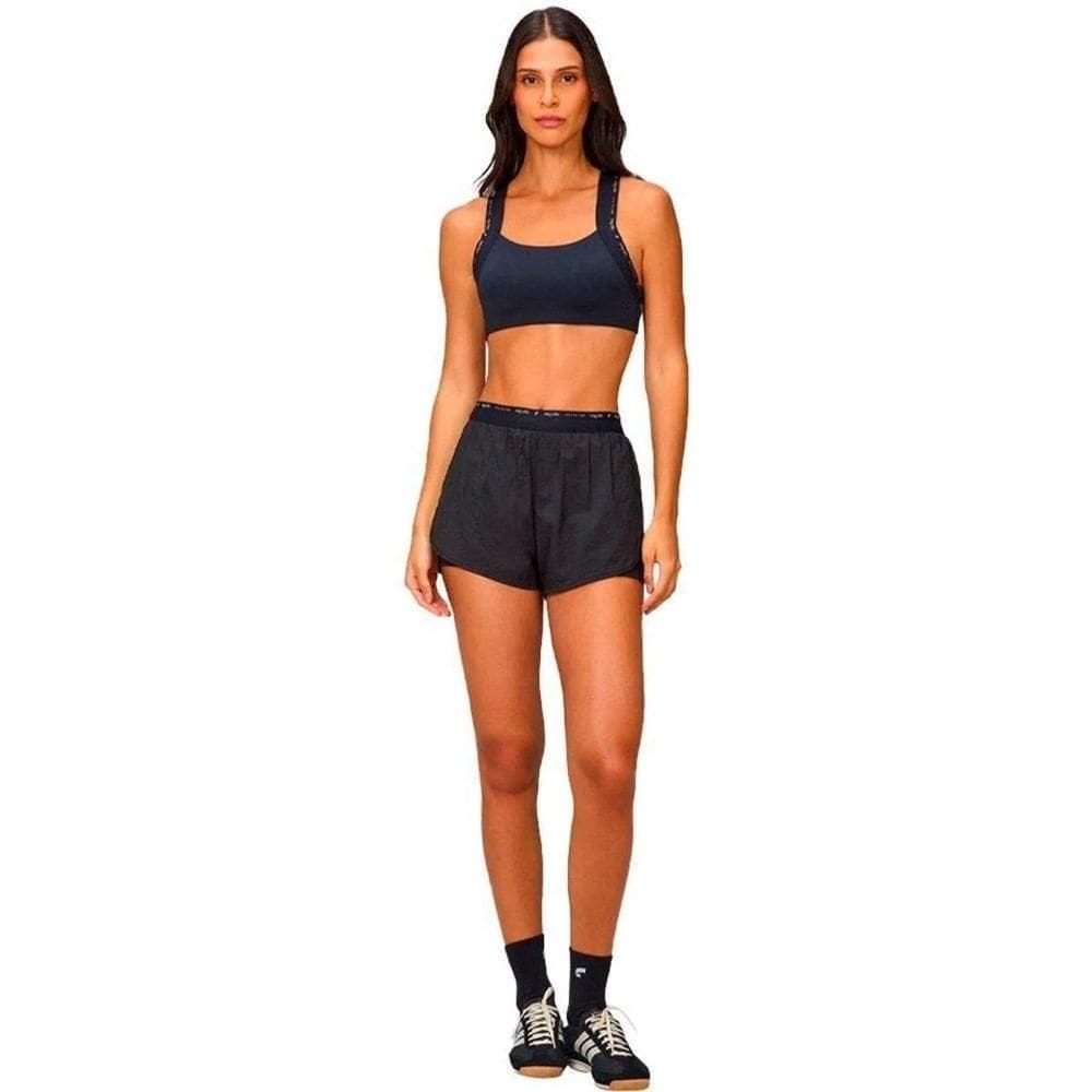 Shorts Feminino Alto Giro 2 Em 1 Com Bolso E Proteção UV