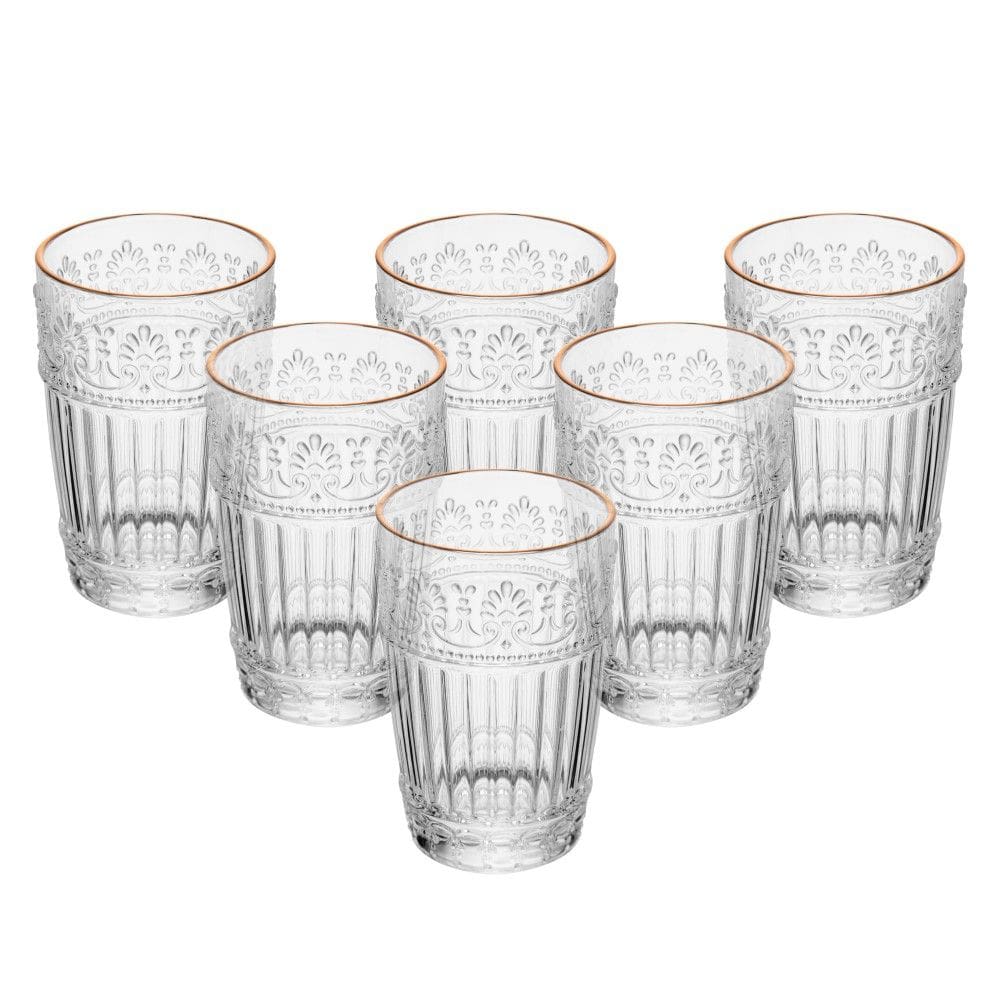 Conjunto 6 Copos de Cristal com Fio de Ouro 350ml Mauve Wolff