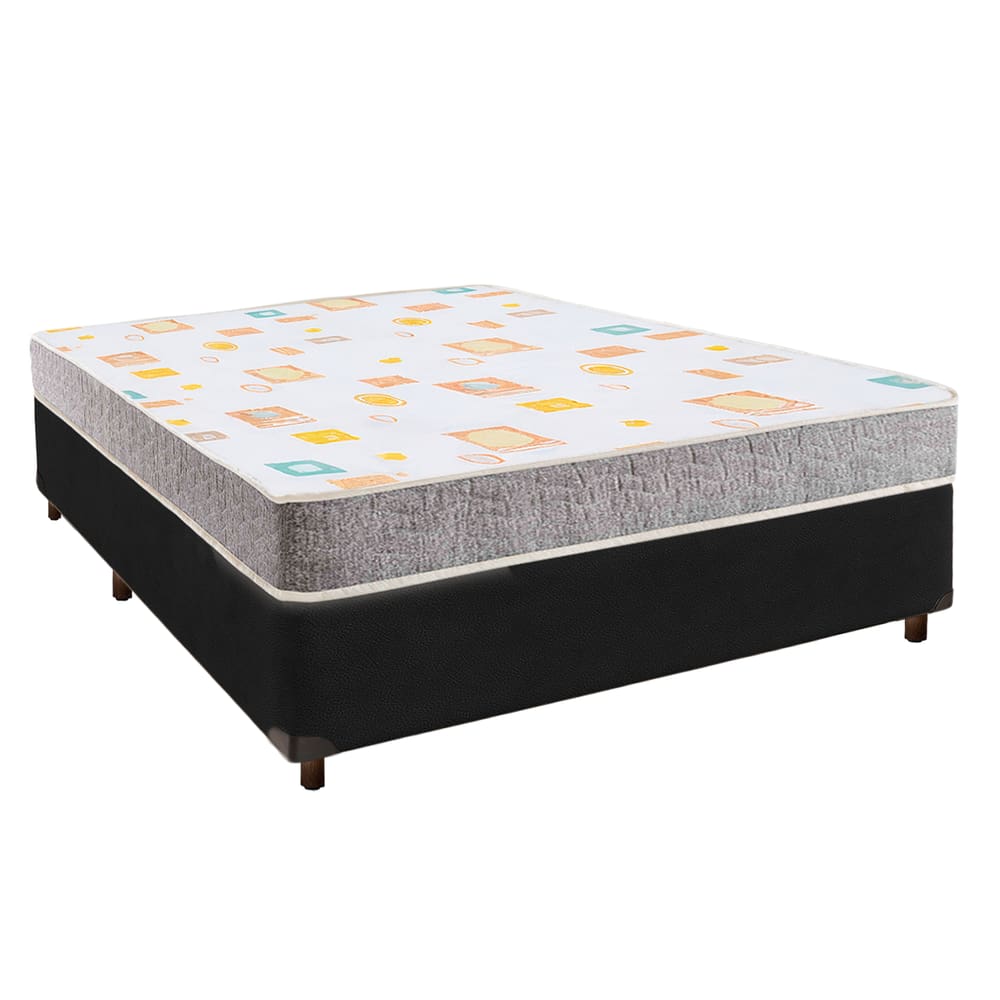 Cama Box Preto Casal + Colchão D20 Inducol