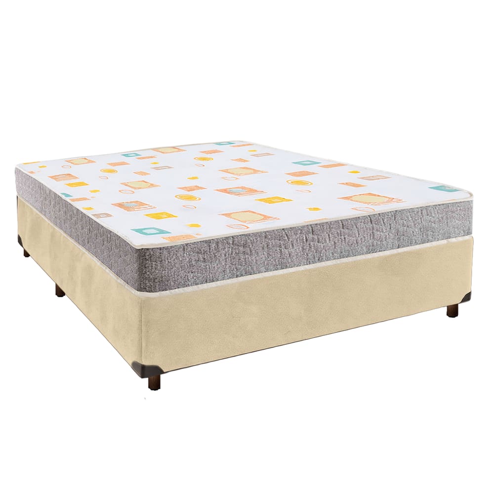 Cama Box Perola Casal + Colchão D20 Inducol