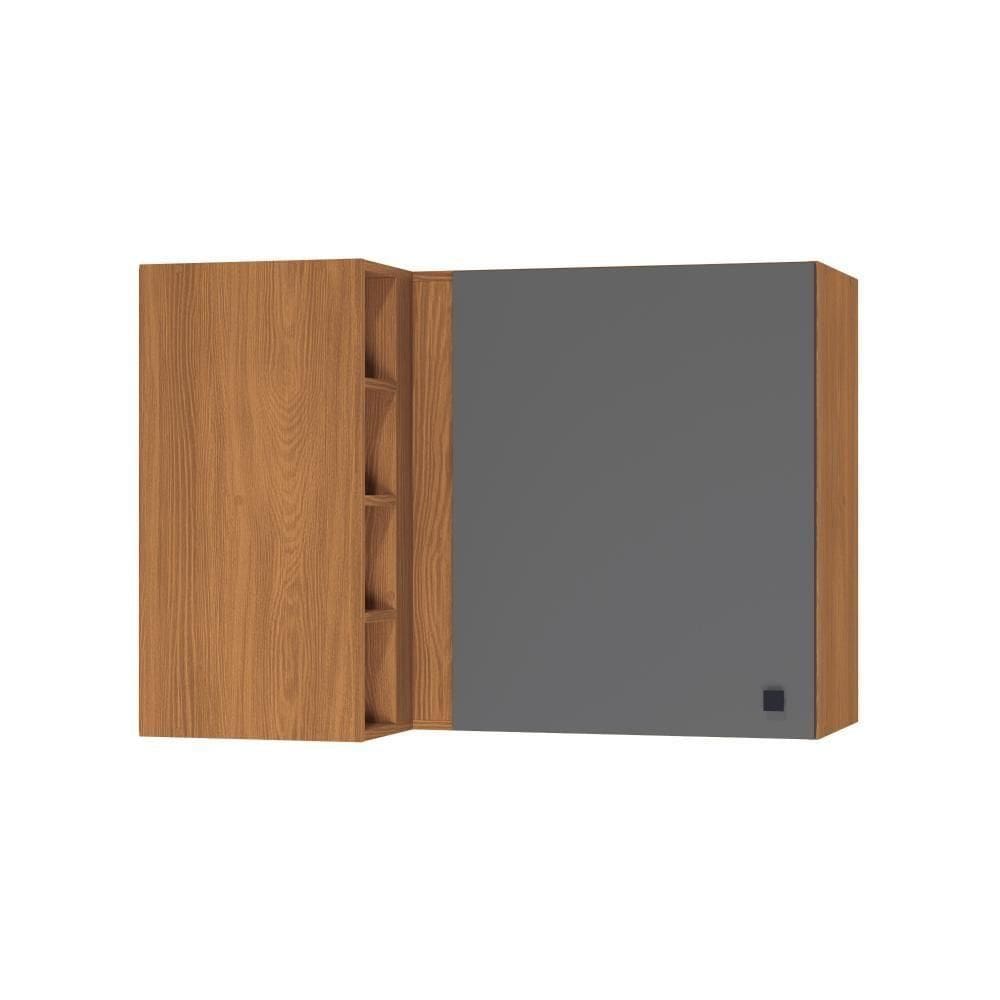 Armário Aéreo De Canto Reto Kappesberg Pixel 1 Porta 4 Nichos Canela Cinza Sagrado 98cm