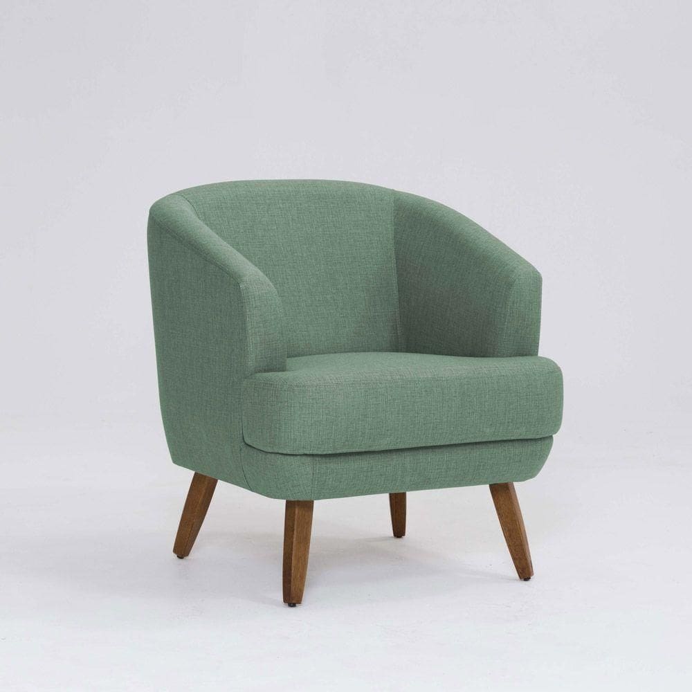 Poltrona Decorativa Milão D07 Pés Madeira Linho Mescla Verde - D`rossi