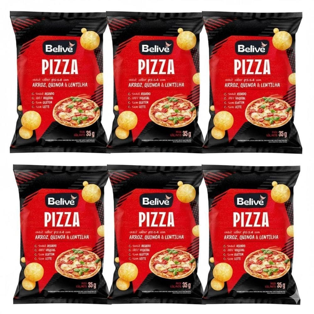 Kit 6 Snacks Pizza 100% Vegetal Sem Glut E Leite 35G Belive