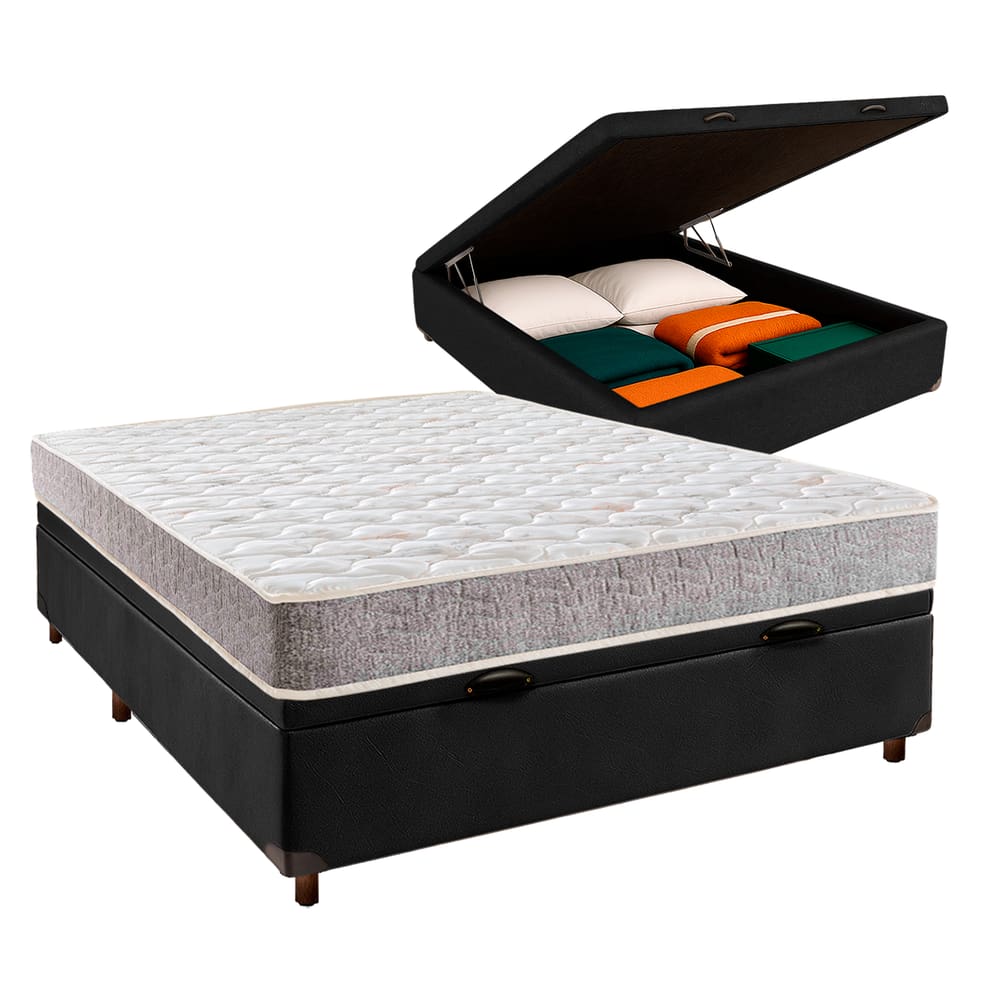 Cama Box Bau Blindado Casal + Colchão D23 Inducol