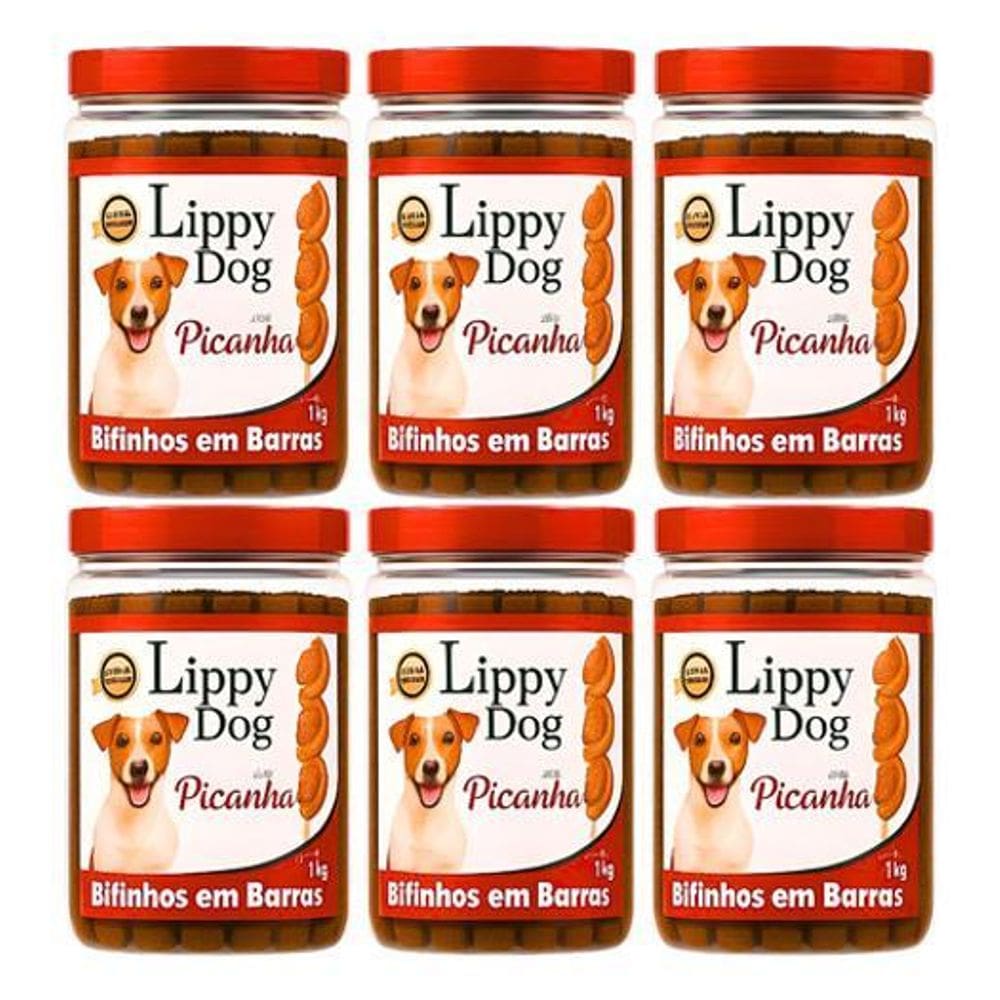 Kit 6 Bifinhos Carne Picanha 1Kg Petisco Snack Cães Pet Dog