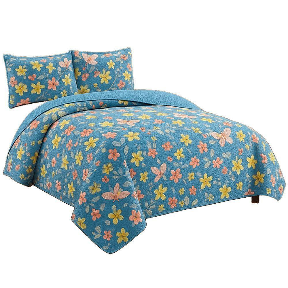 Kit Cobre Leito Colcha Queen Boutik Dupla Face Estampa 22