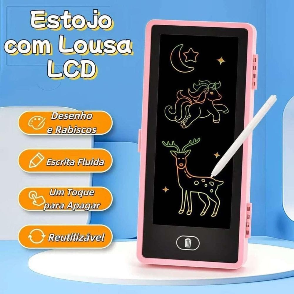 Estojo Inteligente Com Lousa Digital Lcd