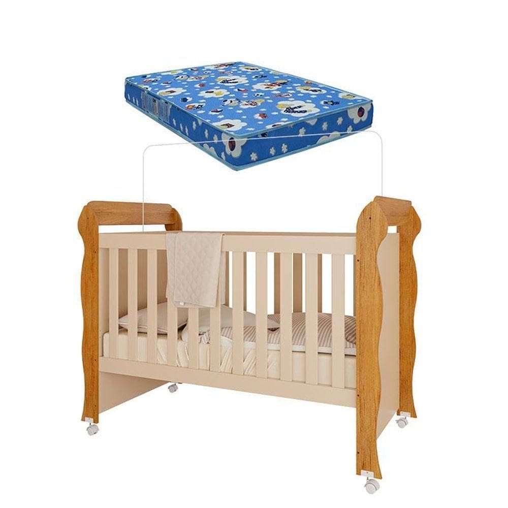 Berço Americano Mirelle Off White Bétula Com Colchão Ortobom- Carolina Baby