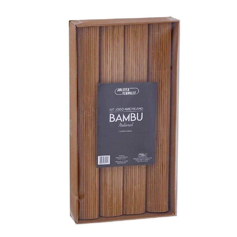 Kit Jogo Americano Bambu 4 Peças Natural Jolitex